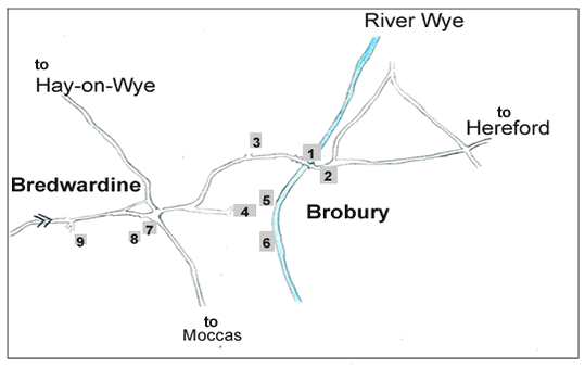 Map of Bredwardine, close