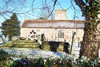 Church with snowdrops